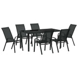 Garden Dining Set 7 pcs Black Powder-coated Steel 3379118
