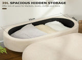 Teddy Fleece Storage Ottoman - Cream White T3398P344256