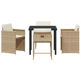 Garden Dining Set 5 pcs Beige Poly Rattan 3380701