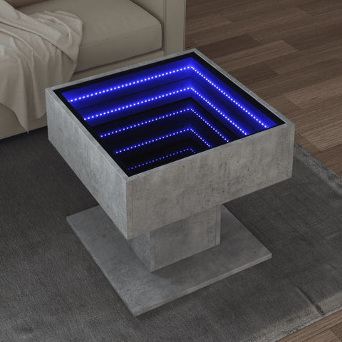 ZNTS Coffee Table with LED Concrete Grey 50x50x45 cm Engineered Wood 847528