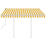 Manual Retractable Awning with Posts 3x2.5 m Yellow and White 3069898