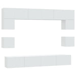 8 Piece TV Cabinet Set White Engineered Wood 3114414