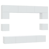 8 Piece TV Cabinet Set White Engineered Wood 3114414
