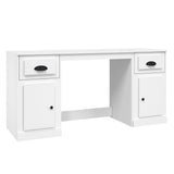 Desk with Cabinet White Engineered Wood 3185327