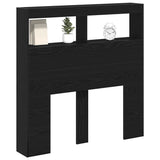 Headboard Cabinet with LED Black Oak 100x17x102 cm 863127