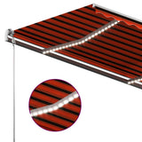 Manual Retractable Awning with LED 400x300 cm Orange and Brown 3069745