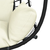 Hanging Egg Chair with Stand Beige Rattan and Steel 4007411