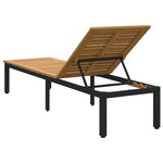 Sun lounger Reclining Black 200 x 55 x 35cm Solid Acacia wood 4010620