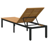 Sun lounger Reclining Black 200 x 55 x 35cm Solid Acacia wood 4010620