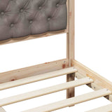 Bed Frame with Headboard Taupe 140 x 190 cm Solid Pine Wood 3394296