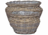 Planter Basket with Storage 2 pcs Grey Lacak Rattan 42020959