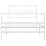 Metal Bed Frame without Mattress with Footboard White 107x203cm 355428
