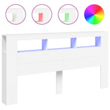 LED Headboard White 200 cm Engineered Wood 837365