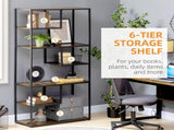 Industrial Bookcase Shelf, 6 Tier Metal Shelving, Storage Shelves for Living Room, Home Office, T3398P343097