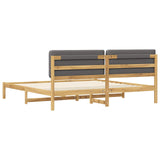 Bed Frame with Upholstered Headboard Whitewash and Light Grey 3405055