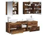 Bathroom Furniture Set 5 pcs Old Wood Engineered Wood and Glass 3406717