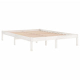 Bed Frame White Solid pine wood Double Durable Bed Frame 809998