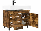 Bathroom Vanity Unit Smoked Oak 60 x 35 x 60 cm Engineered Wood 889380