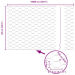 Hexagon Fence Silver 0.6 x 100 m Galvanised steel 42005748