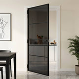 Interior Door 93 x 201.5 cm Tempered Glass and Aluminium 42054103