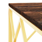 Coffee Table Gold Stainless Steel and Solid Wood Reclaimed 349974