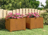 Planters with Legs 2 pcs Rusty 40x40x40 cm Corten Steel 823681