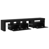 TV Cabinets 2 pcs with LED Lights Black Oak Engineered Wood 3332518