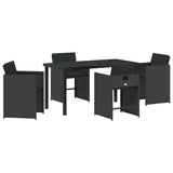 Garden Dining Set 5 pcs Black Poly Rattan 3380690