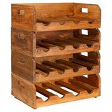 Wine Racks 4 pcs for 16 Bottles Solid Mahogany Wood 244491