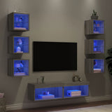 8 Piece TV Wall Units with LED Grey Sonoma Engineered Wood 3216638
