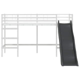 Kids'Loft Bed Frame with Slide White and Anthracite 42020784