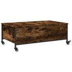 ZNTS Coffee Table with Wheels Smoked Oak 91x55x34 cm Engineered Wood 842298