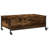 ZNTS Coffee Table with Wheels Smoked Oak 91x55x34 cm Engineered Wood 842298