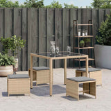 Garden Stools with Cushions 4 pcs Mix Beige 41x41x36 cm Poly Rattan 365047