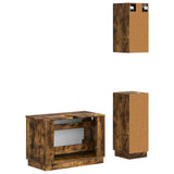 3 Piece Bathroom Cabinet Set HOORN Smoked Oak Engineered Wood 3417797
