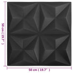 3D Wall Panels 48 pcs 50x50 cm Origami Black 12 m² 150918