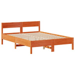 Bookcase Bed without Mattress Wax Brown 150x200 cm King Size Solid Wood Pine 3322947
