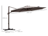 3m Cantilever Aluminium Frame Outdoor Garden Parasol Grey T3398P323914