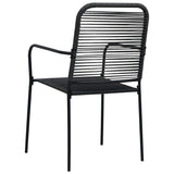 Garden Dining Set Black Powder-coated steel, glass, cotton rope 3060212