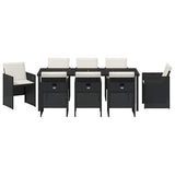Garden Dining Set 9 pcs Black Poly Rattan 3380592