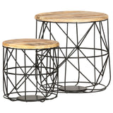 ZNTS Coffee Tables 2 pcs Solid Mango Wood 286579