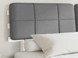 Bed Frame with Upholstered Headboard White and Light grey 877413