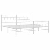 Metal Bed Frame without Mattress with Footboard White 183x213cm 355731