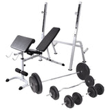 Workout Bench with Weight Rack, Barbell and Dumbbell Set 90 kg 275372