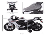 6V Honda Licensed Kids Motorcycle w/ Music, Training Wheels - White T3398P348324