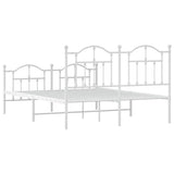 Metal Bed Frame without Mattress with Footboard White 140x200cm 353507