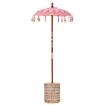 Parasol with Base Pink, Brown 250 cm Cotton, Wood 3356917