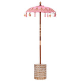 Parasol with Base Pink, Brown 250 cm Cotton, Wood 3356917