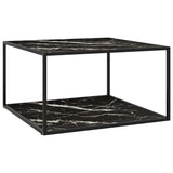 322914 Coffee Table Black with Black Marble Glass 90x90x50 cm