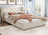 Upholstered bed,Single Bed-3ft ,With slatted frame and headboard, Button Rivet N606P243925B